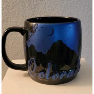 Americaware 2014 Colorado Mug Coffee Tea Black Blue Moon Stars Mountains 22 Oz.